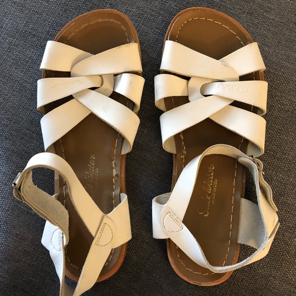white saltwater sandals